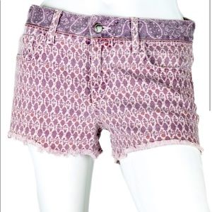 JOES JEANS plum bandana ethnic print frayed jean shorts purple 26